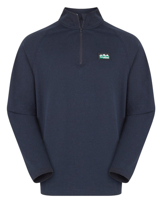 Navy Marl Coloured Ridgeline Mens Baseline Pull on Zip Top On A White Background #colour_navy-marl