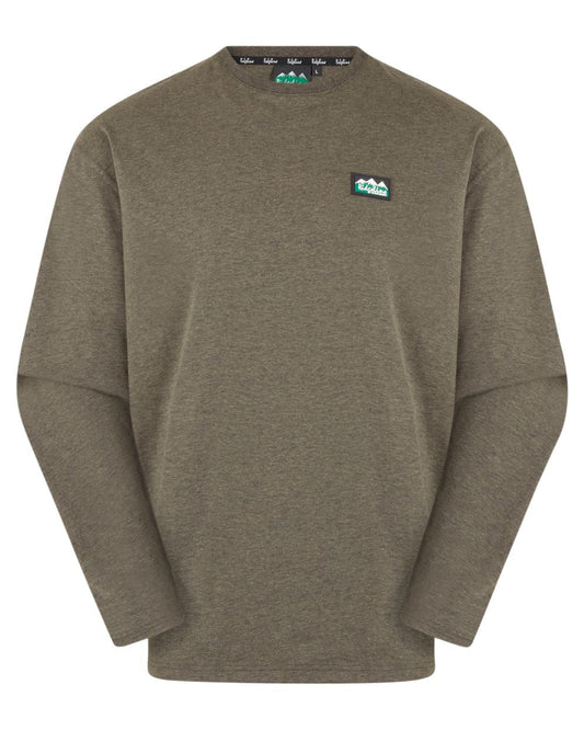 Smokey Olive Marl Coloured Ridgeline Mens Baseline Top On A White Background #colour_smokey-olive-marl