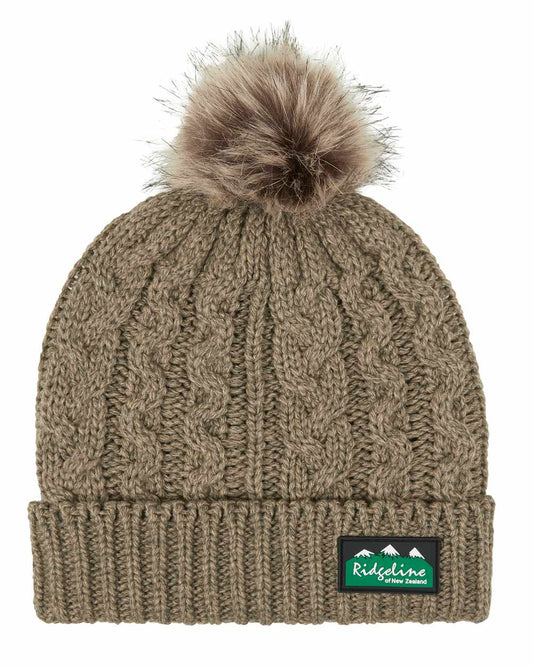 Teak Coloured Ridgeline Nordic Fleck Bobble Hat On A White Background #colour_teak
