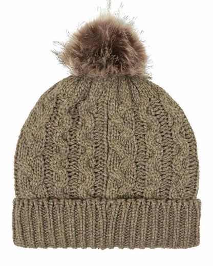 Teak Coloured Ridgeline Nordic Fleck Bobble Hat On A White Background #colour_teak