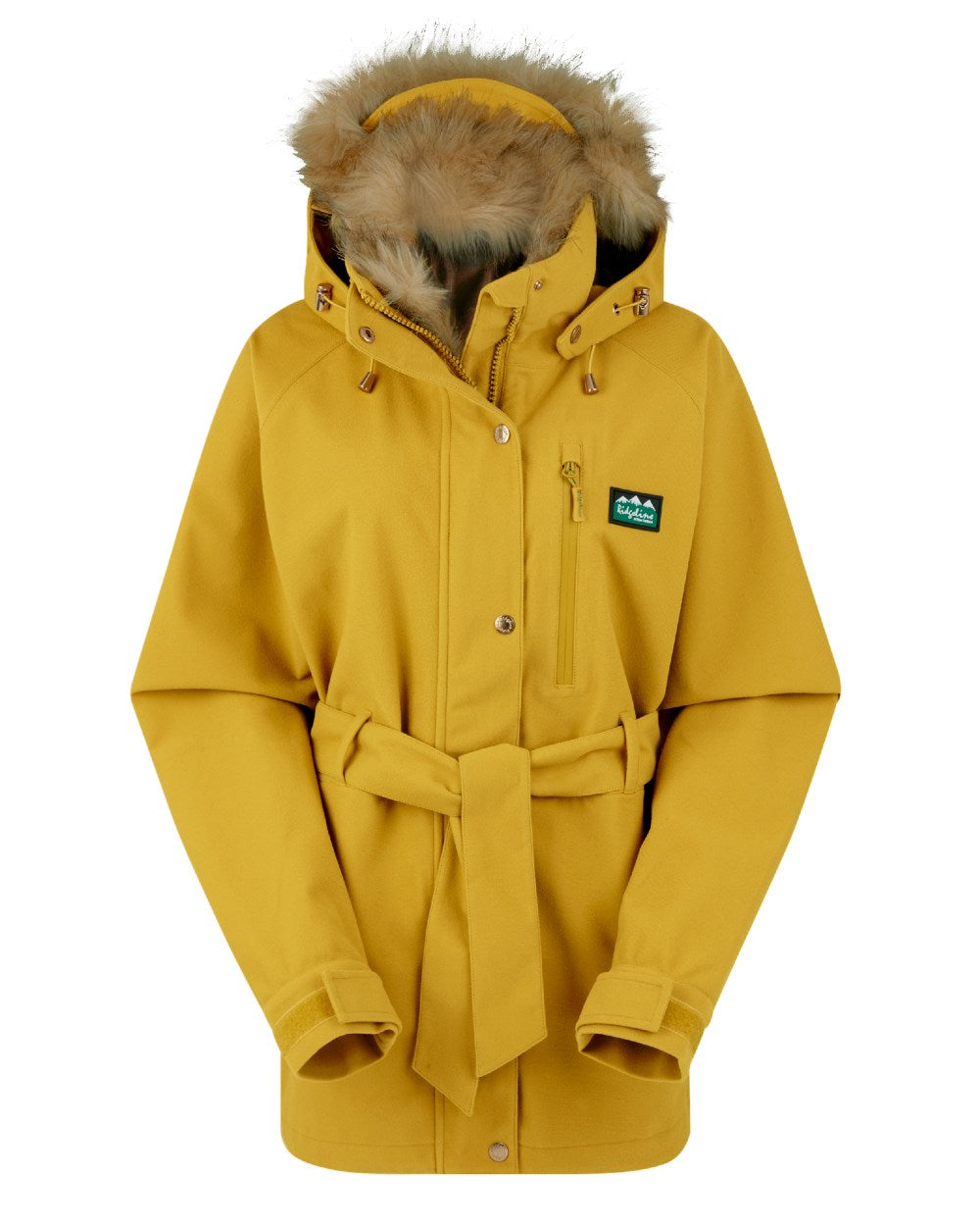 Ochre Coloured Ridgeline Womens Monsoon Nordic Jacket On A White Background #colour_ochre