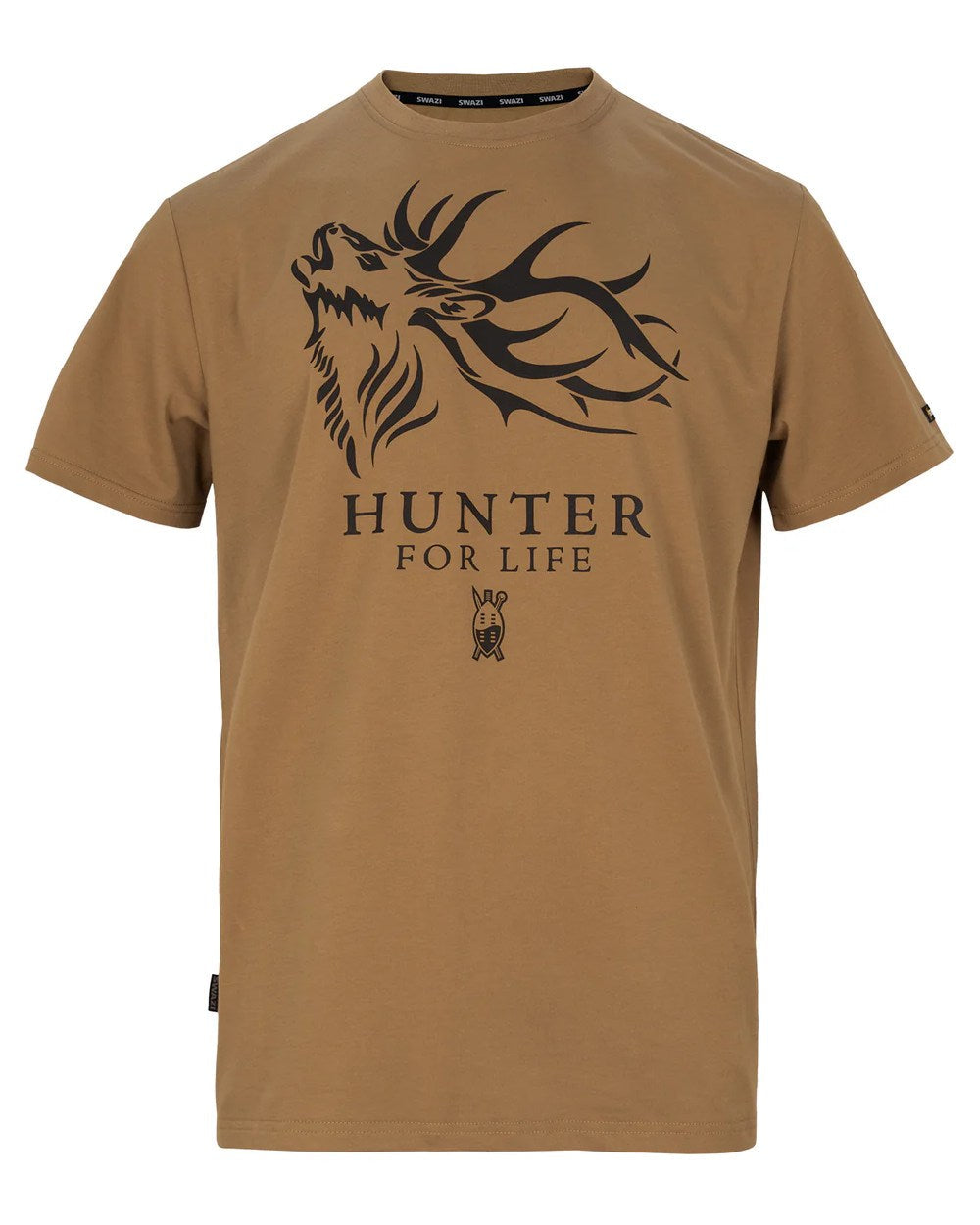 Tussock Coloured Swazi Mens Hunter For Life T-Shirt On A White Background #colour_tussock
