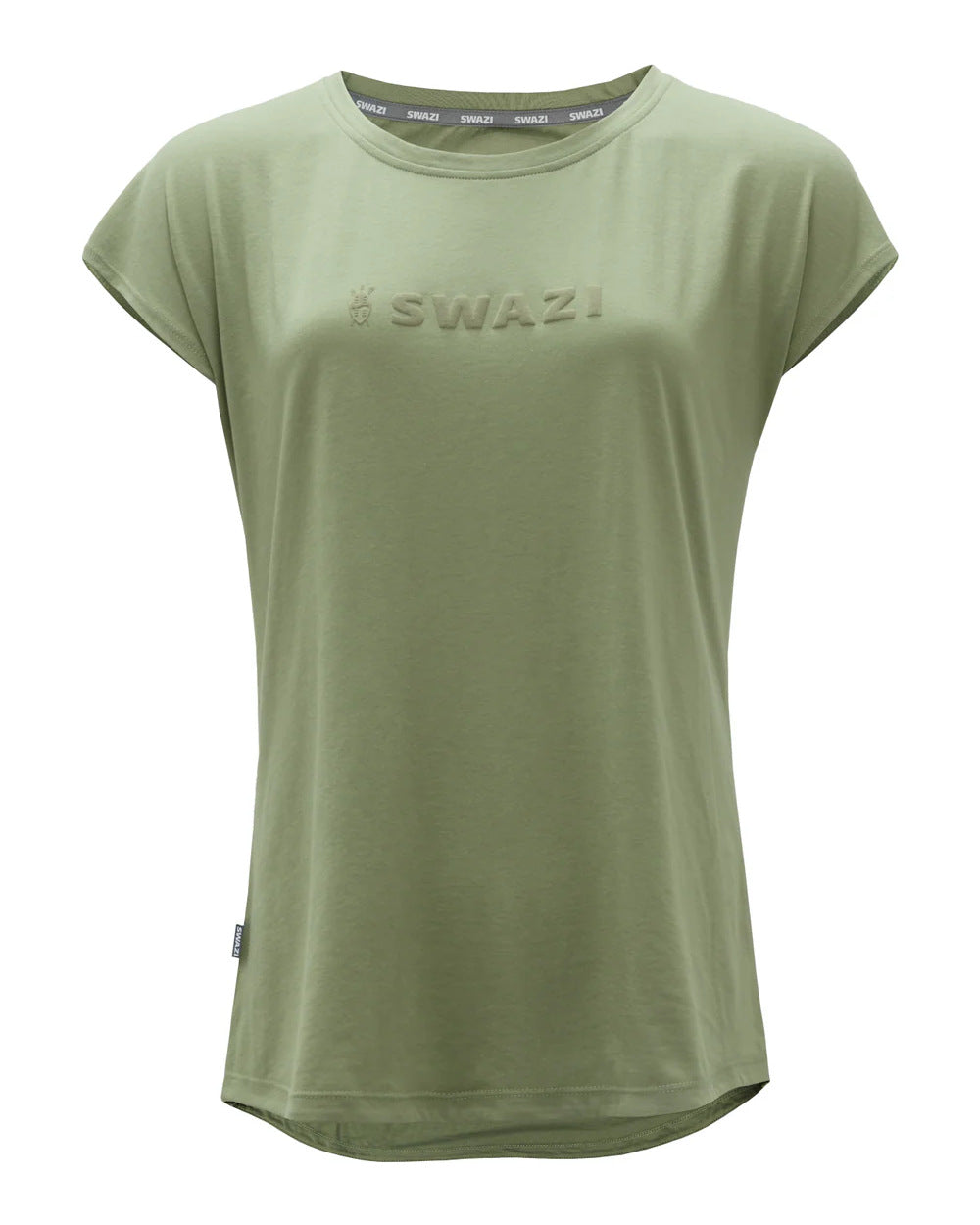 Sage Coloured Swazi Womens Cap Sleeve T-Shirt On A White Background #colour_sage