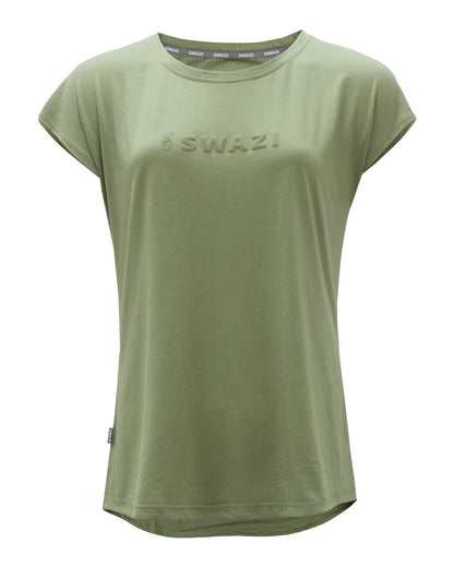 Sage Coloured Swazi Womens Cap Sleeve T-Shirt On A White Background #colour_sage