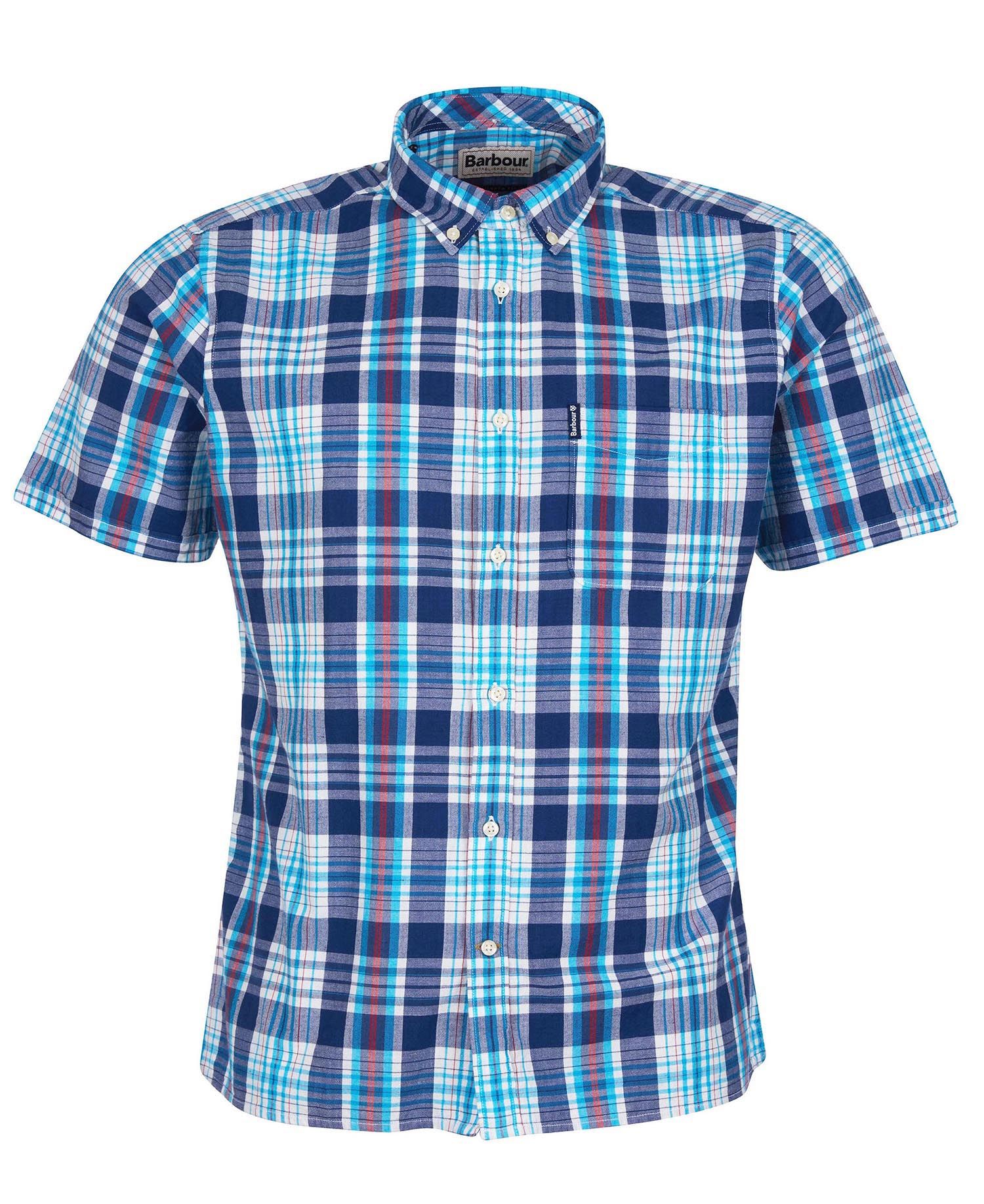 Barbour Madras 9 Short Sleeved Tailored Shirt - Navy ...