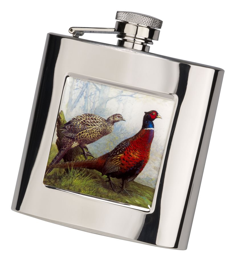 Bisley 6oz Square Pheasant Flask