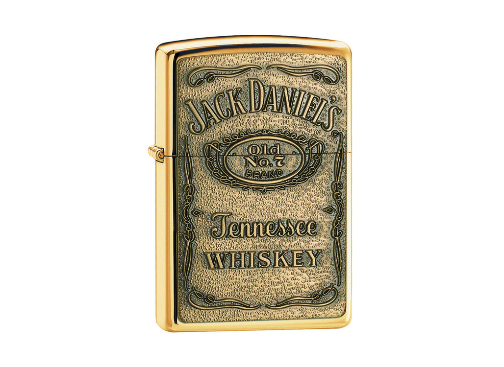 Zippo Jack Daniels - High Polish Brass Regular Lighter ...