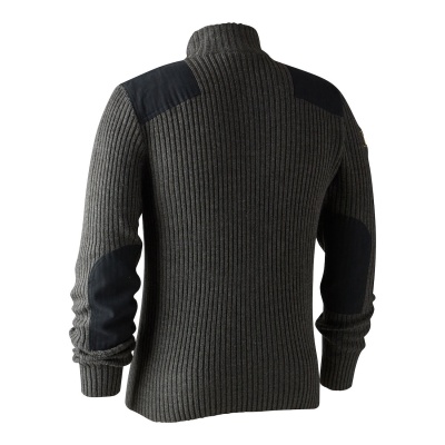 Deerhunter Rogaland Knit with zip neck - Dark Grey melange