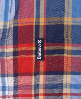 Barbour Madras 9 Short Sleeved Tailored Shirt - Mid Blue